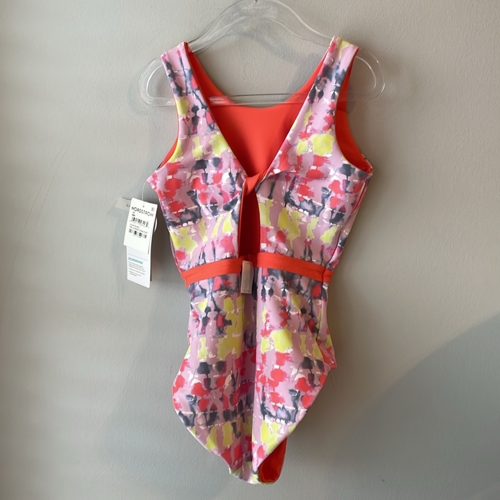 Zella Kids One-Piece Swimsuit in Pink, Yellow, Coral - Picture 3 of 8